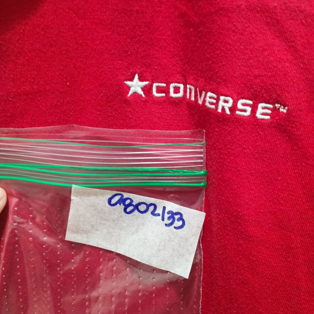Converse Polo Shirt Mens XL Red Short Sleeve Solid w/ Navy Trim Collared